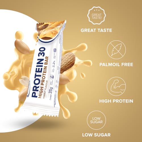 IronMaxx Proteína 30 Barrita Proteica - Cacahuetes 24 x 35g | barrita proteica sin aceite de palma y sin gluten con vitaminas | adecuado para una alimentación baja en azúcar y carbohidratos - Imagen 3