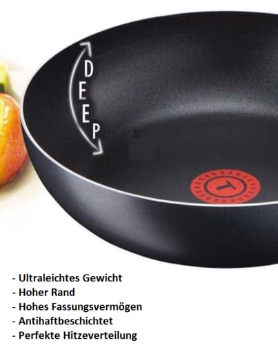 Foto von Tefal B30310 Cook&Clean Pfannenset - 28 cm Bratpfanne + 28 cm Wok, Teflon Antihaftbeschichtet, Bratpfanne Set tief