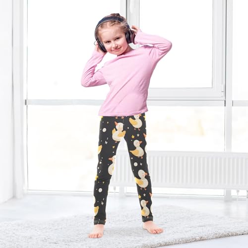 Cute Duck Star Girls Leggings Ultra Soft Compression Yoga Gym Pants for Kids 4-10T4