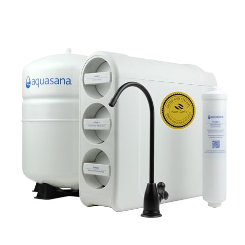 Image of Aquasana SmartFlow Reverse Osmosis Water Filter | RO Under Sink System | WQA Certified up to 99.99% of 90 contaminants Including Fluoride, PFAS, Arsenic, Lead, and Chlorine | Matte Black Faucet
