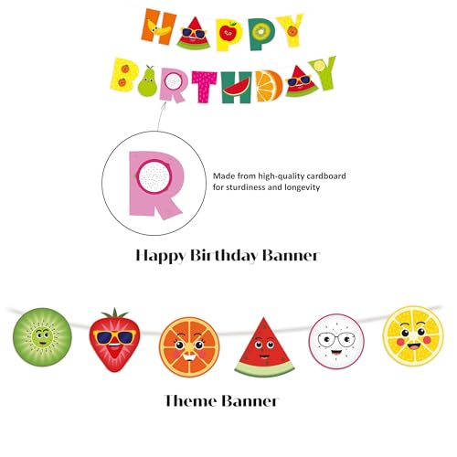 Image of Just Party Fruits Theme Party Decoration - 99 pcs Happy Birthday Decoration Kit for Kids | Fruits Theme Birthday Decoration Items for Boys & Girls |Includes Balloons, Cake Topper, Props, Theme Banners