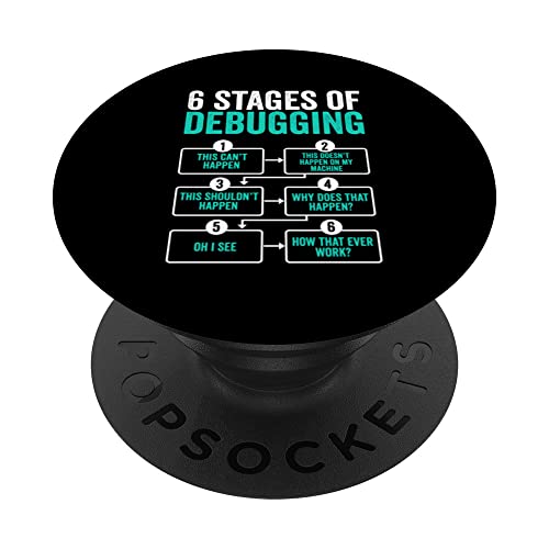 Debugging Full Stack Coder Software Developer PopSockets Swappable PopGrip, Black