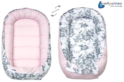 Medi Partners Babynest Nestchen Baby Set für Neugeborene - 100x60x15 Kuschelnest 5 teilig tragbar Nest zweiseitig Babynestchen Bett 100%… – Ansicht 5