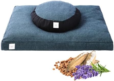 Premium Meditation Cushion with Natural Buckwheat & Kapok Filling...