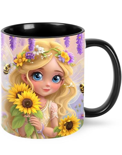 Yamegoun Caneca de café de girassol 325 ml xícara de chá de cerâmica decoração de cozinha segura para micro-ondas para escritório e casa, presentes de Natal para homens e mulheres