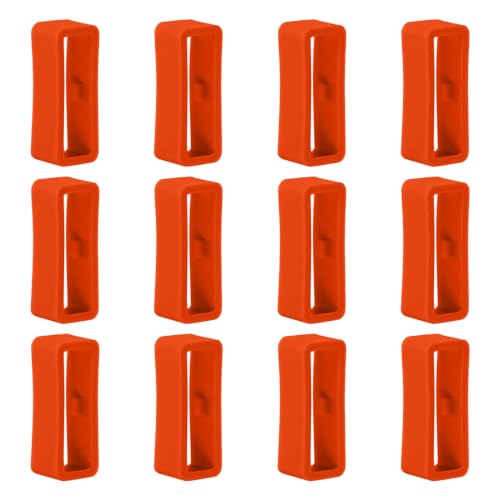 Poo4kark para LG G Watch W100 / R W100 Retenedor de correa para reloj 22mm Reloj de Silicona Correa Retenedor Lazo 12 Unidades Hebilla de Caucho de anillo para LG G Watch W100 / R W100, Naranja#2