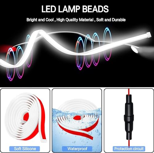 Image of 71 Inch Car Hood LED Strip, Dynamic Exterior Flexible Daytime Running Light Strip for Truck, SUV (White Light)