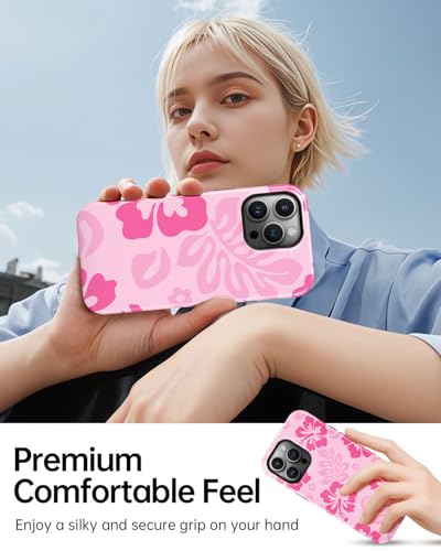 Coque iPhone 13 Pro Max rose fleur hibiscus compatible Magsafe silicone choc - 6