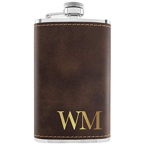 Groomsmen Gifts, Personalized Hip Flasks, Groomsmen Proposal, 6 Oz Engraved Leatherette Flasks for Men, Best Man Gifts for Wedding, Groomsmen Gifts for Wedding - Rustic #3