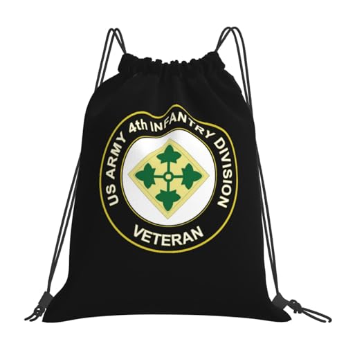 Rqwaaed US 4th Infantry Division Veteran Versatile Drawstring Gym Bag Perfect Workouts Daily Essentials