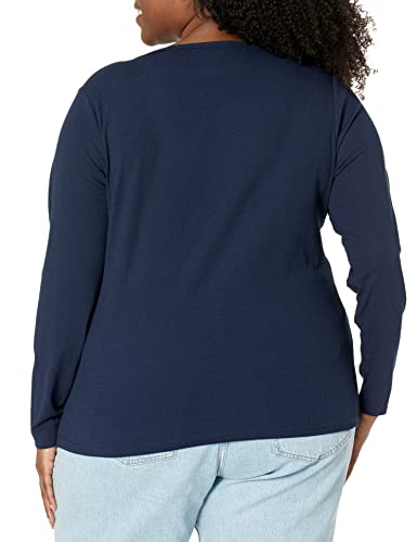 Image of Amazon Essentials Women's Slim-Fit Long Sleeve V-Neck Knit Rib Shirts, Pack of 2