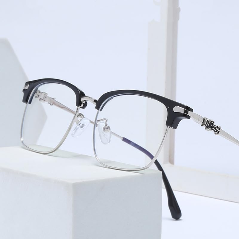 Image of Blue Light Blocking Glasses for Men Anti-Fatigue Computer Monitor Gaming Glasses Prevent Headaches Glasses, Rectangle Silver /Black