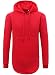 Lende Hipster Hip Hop Classic Pullover Long Hoodie Sweatshirts Jacket for Men ,Red ,Small