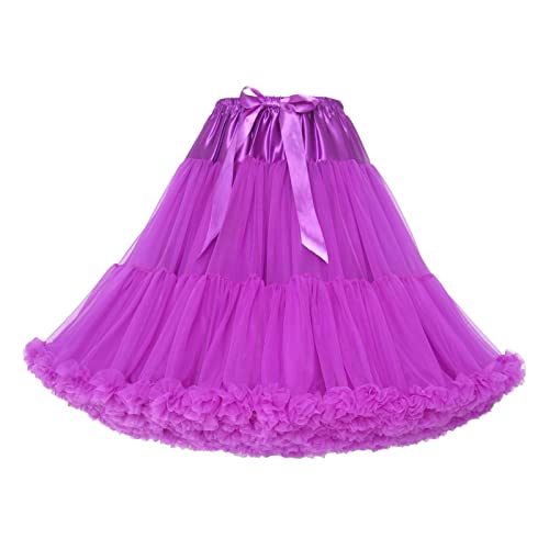 Falda de puerta blanca lisa con lazo, falda hinchada, falda hecha a mano, falda de rendimiento de los años 80, 50, fiesta de baile, disfraz de Halloween, morado, Talla única