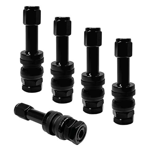 Gdnecad 5 PCS TR48E Tubeless Clamp-in Valve Stems, High-Pressure Aluminum Alloy Tire Valve Stems Replacement, Universal Automotive Wheel Air Stem for 0.453 inch Rim Holes (Black)