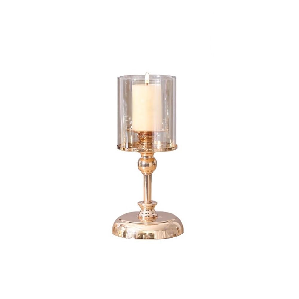 Candlestick Holder Golden Glass Candlestick With Metal Base Home Decoration Ornament Tall Candle Holder(Large)