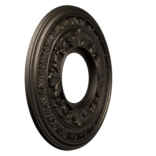 Image of Ekena Millwork 10 inchOD x 3 1 /2 inchID x 3 /4 inchP Baltimore Thermoformed PVC Ceiling Medallion (Fits Canopies up to 4 1 /4 inch), Metallic Black Night