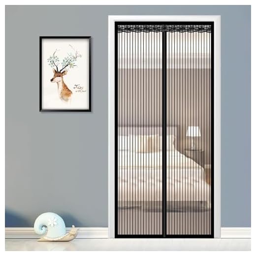 Kuber Industries Magnetic Mosquito Net for Door|Auto Closing Insect for All Door Types|Mosquito Curtain for Home, Office|Pack of 2 |Black