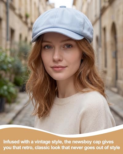 Image of Suhine 6 Pcs Newsboy Cap for Men Octagonal Hat 8 Panel Wool Blend Beret Flat Tweed Adjustable 22 to 24 Inch