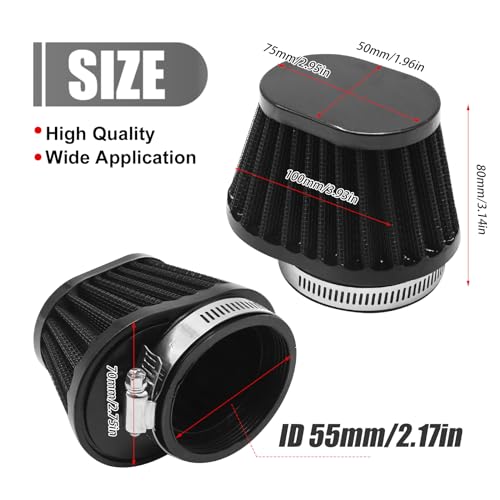 Image of Motorcycle Air Intake Filter - Mushroom Head for Motorcycles, Cars & Mini Bikes - 55mm (2.16in) - Cold Air Filters