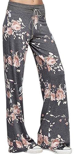 Image of Women Pajama Pants Comfy Lounge Wide Leg Casual Stretch Palazzo Drawstring Pj Bottoms Pants S-3XL