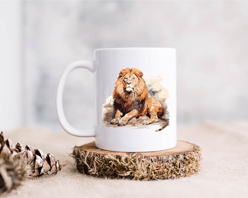 Taza de cerámica con diseño de león 15 oz miniatura 2