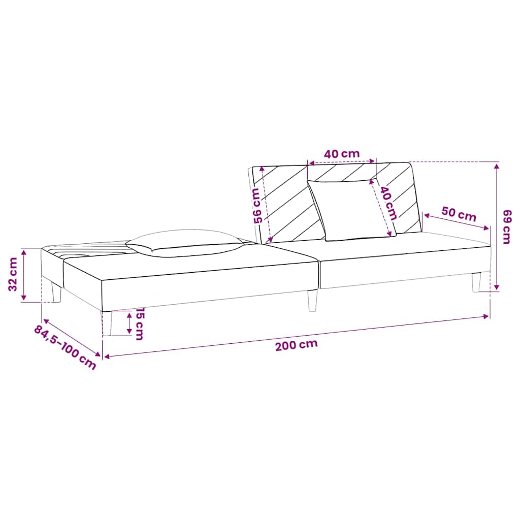 Sofa z funkcją spania 2-osobowa z 2 poduszkami, ciemnoszary, materiał, 200 x 84,5 x 69 cm, z miejscem do przechowywania, oparciem, podłokietnikami, idealna do salonu, pokoju gościnnego, małych