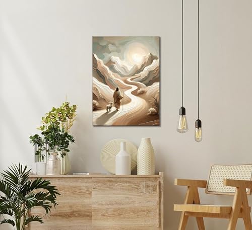 Jesus Leaves the 99 Sheep Canvas Wall Art Jesus and Lamb Painting Picture Wall Decor Christian Bible Stories Poster Print Artwork for Living Room Bedroom Church Home Decoration. by Bexzeak - Used condition - Image 8