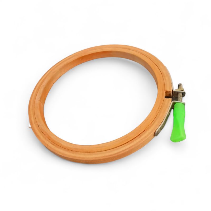 Image of ADW CRAFT'S 5 INCH Embroidery Wooden Hoop, Pack of 1, Round, Wooden & Plastic, Perfect for Craft Hoop Frame