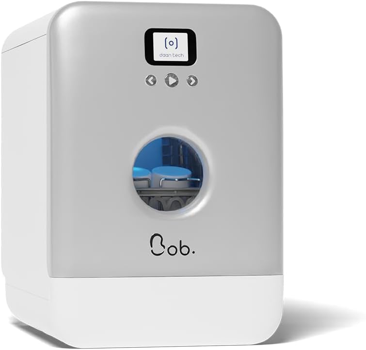 Bob - Compact Dishwasher -daily dishes of 3 people - Built-in Dishwasher - Free-standing, Integrated tank, Portable - White (Grey)
