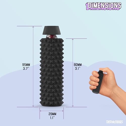 Image of Distractibles Spike Roller Clicker, Tactile Pain Stim Fidget with Clicker Switch, Pain Stimulation Roller with Lanyard (Black)