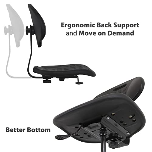 Benchpro Deluxe Polyurethane Chair With 18” Adjustable Footring And Heavy Nylon Base , 21"-31" Height Adjustment, 450 Lbs Capacity #TOP4