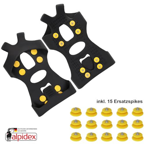 ALPIDEX Anti Rutsch Schuhspikes Größe 35-47 Ersatzspikes Ice Grips Schuhkrallen Schnee EIS Spikes Sohle Wandern Spazieren Hiking Walking Winter, Größe:S