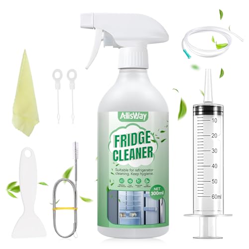 AllisWay Pulizia Frigorifero, Kit Pulizia Frigorifero, Accessori Frigoriferos, Comprend un Tuyau de Vidange et des Outils de Nettoyage, Parfaits pour le Nettoyage des Réfrigérateurs, 300ML