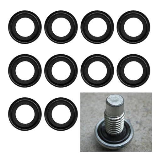 10PCS Oil Drain Plug Gasket M14 Rubber Car Sealing Gasket Replacement for OEM#F5TZ-6734-BA Engine Oil Pan Crush Washers for Ford Mercury Lincoln (M14)