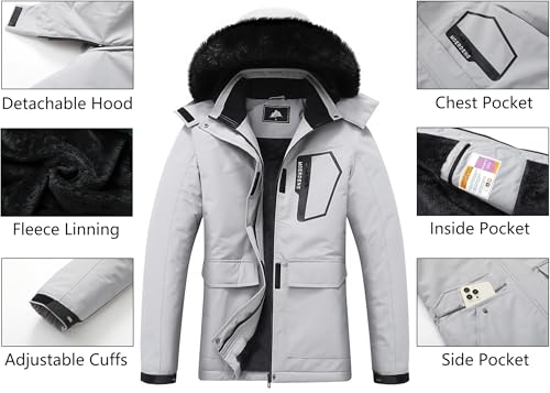 Image of MOERDENG Women's Ski Jacket Waterproof Warm Winter Coat Hooded Snowboarding Jacket Versatile for Hiking & Winter Activities