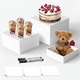 oleaf White Food Service Display Risers – 6'', 7'', 8'' Acrylic Buffet Risers for Cakes, Pastries, and...