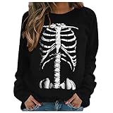 Halloween Shirts,Italienische Blusen Fun T Shirts Hemden Modern Fit Weihnachten Shirt Damen Sexy Blusen Damen Blusen Damne Mountainbike Shirt Damen Shirt Damen Langarm Schulterfreies(a-Schwarz,XXL)