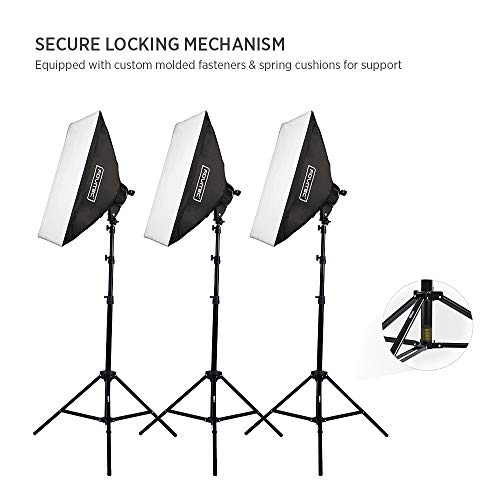 Fovitec Fotostudio-Set mit 3000 W, 3 x 1,8 m x 2,7 m Musselin-Hintergründe – Bild 6