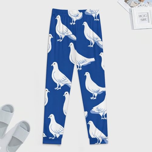 White Doves on Blue Men's Pajama Bottoms Sleep Lounge Soft Comfy Pants Sleepwear4