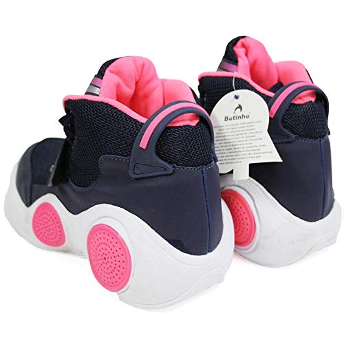 Tenis Musical Infantil Botinho Toca Musica Por Bluetooth - Marinho com Rosa - 30
