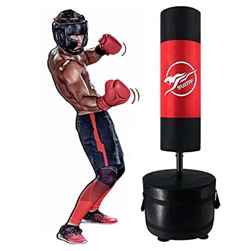 SUOTF Boxing Heavy Bag Set MMA Freestanding Punching Bags with Stand Karate Bag with Stand Youth (Height 55 inch, Red)