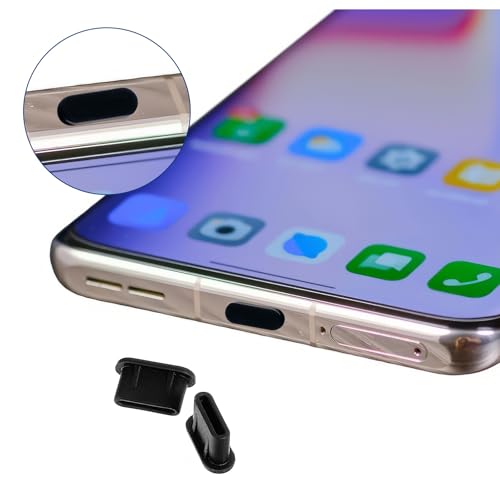 Prasacco 50 Stück USB C Staubschutz Stöpsel, Schwarze USB C Schutzkappe Universal Silikon Staubstecker Port-Stecker für Typ-C Handys, Tablets, Laptops