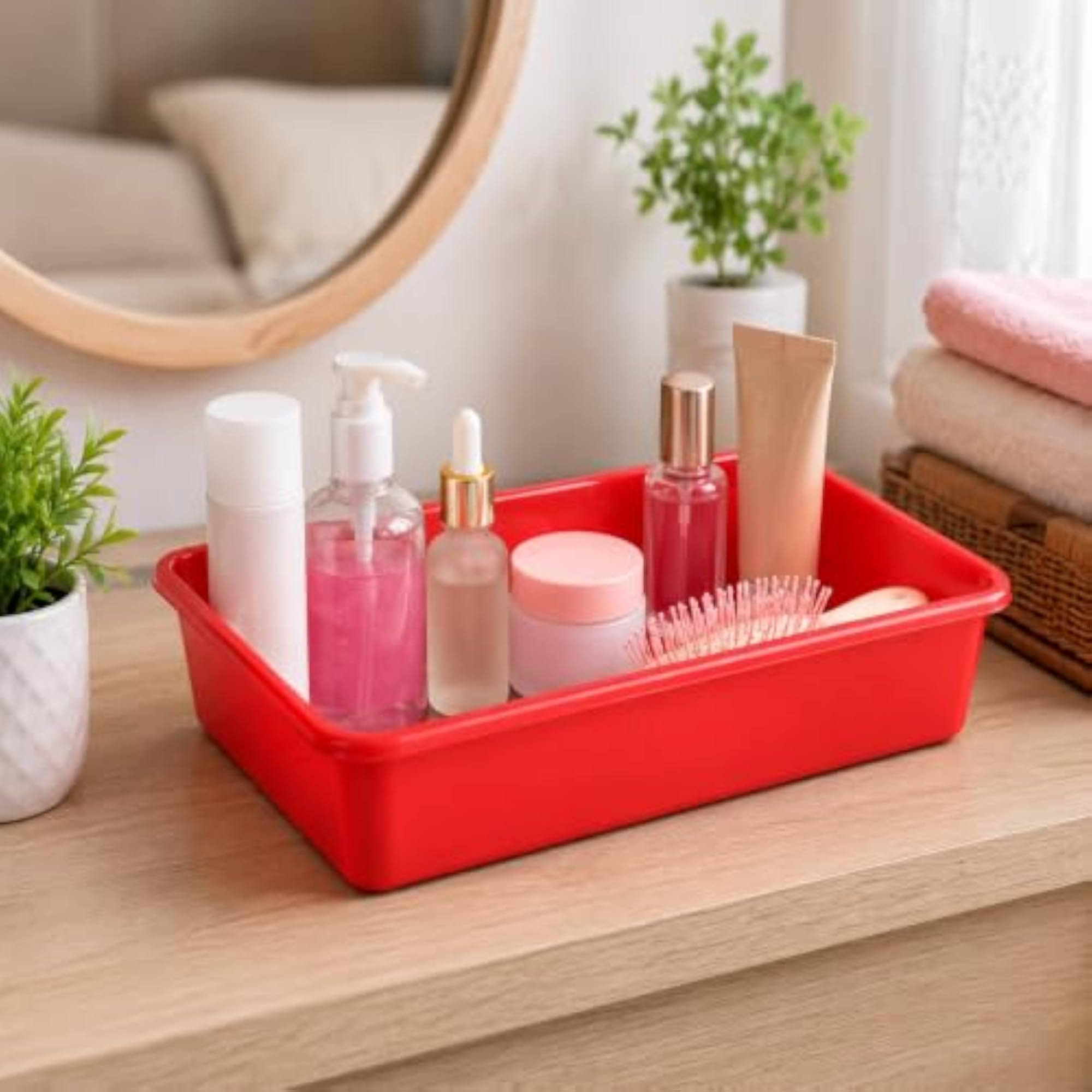 Morvi Multipurpose Rectangular Plastic Trays, Set of 3