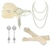 1920s Accessories Headband Necklace Gloves Cigarette Holder Flapper Costume Accessories Set for Women(1f)