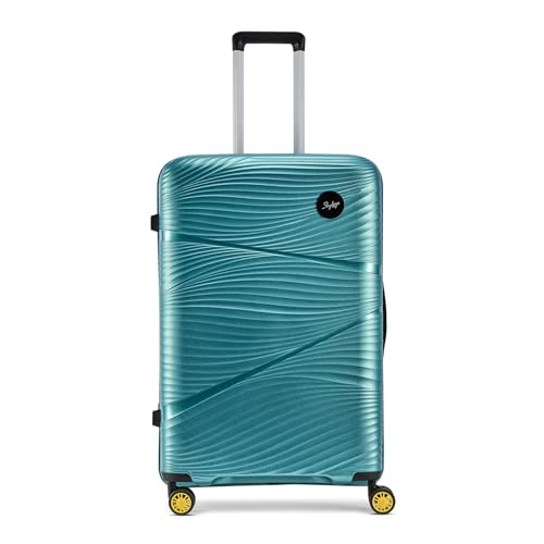 Image of Skybags Swirl Check-in Trolley Bag 75cm | Large Hard Luggage | 8 Wheels Suitcase for Travel | 3-Digit Combination Lock with Anti-Theft Zipper | Polypropylene | 3 Years Warranty - Unisex (Cyan)