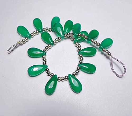 Green onyx chalcedony smooth pear briolettes pour sublimer vos tenues de soirée et mariages