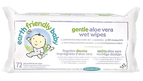 (12 PACK) - Earth Friendly Baby - Gentle Aloe Vera Wet Wipes | 72wipes | 12 PACK BUNDLE