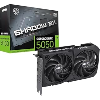 MSI NVIDIA GeForce RTX 5050 8G Shadow 2X OC Carte Graphique - 8 Go GDDR7 (20 GB/s /128 Bits), PCIe 5.0 - Double Ventilateur (2X Ventilateurs TORX 5.0), HDMI 2.1b, DisplayPort 2.1b