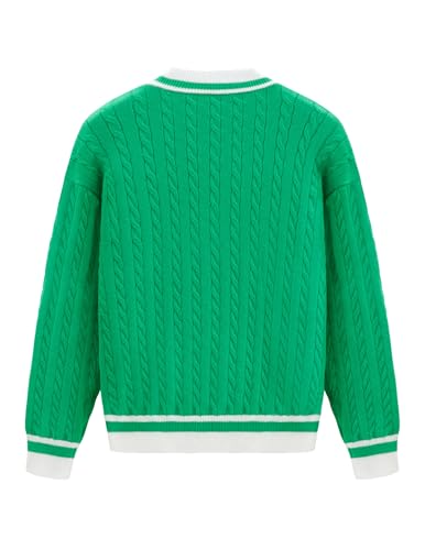 Aelfric Eden Women's Oversized Cable Knit V Neck Sweaters Oversized Pullover 2025 Fall Fashion Outfits2